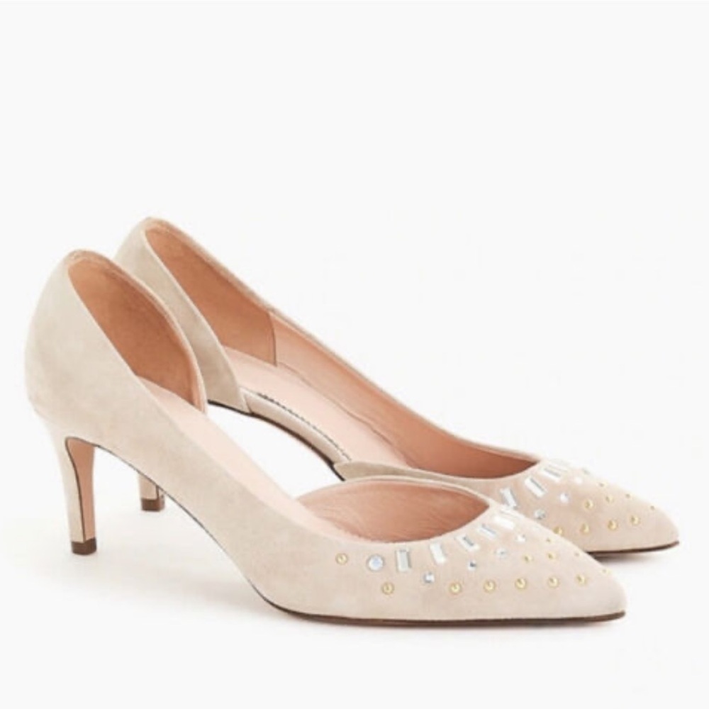 J.Crew Colette d'Orsay Pumps in Embellished Suede Size 6
